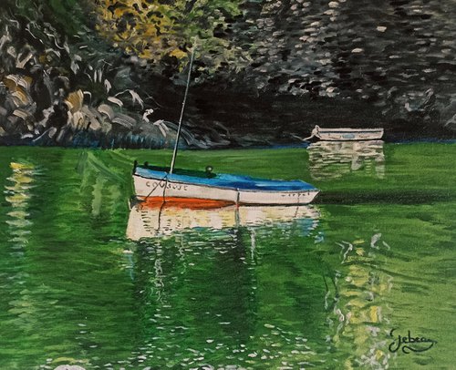 Boats on calm water by Isabelle Lucas