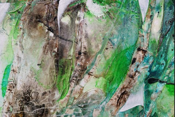 Palm Springs Bling 160cm x 100cm Green Rust Textured Abstract Art