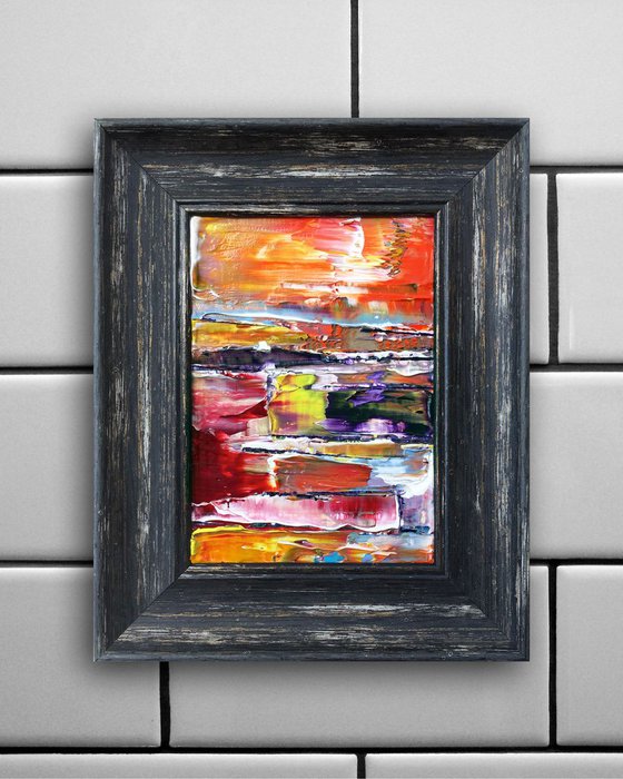 "Cobbled Together" - FREE USA SHIPPING - Original PMS Micro Painting On Glass, Framed - 8 x 10 inches