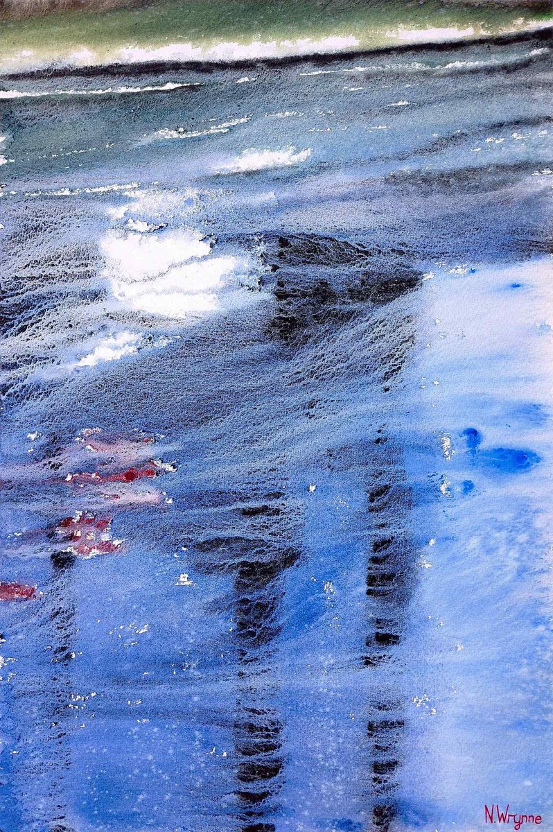 Impressionistic Abstract Watercolour By Neil Wrynne, 15 X 22", Sleeps Below, Original Artwork