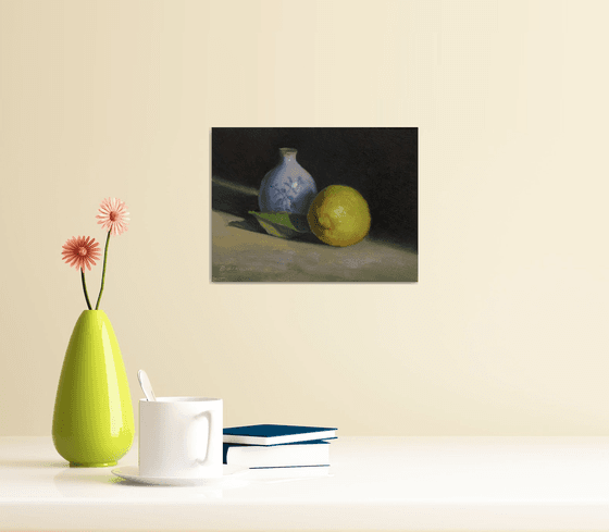Lemon and a small vase