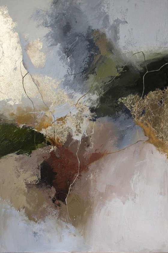 "Green Rime" Abstract dark green acrylic art