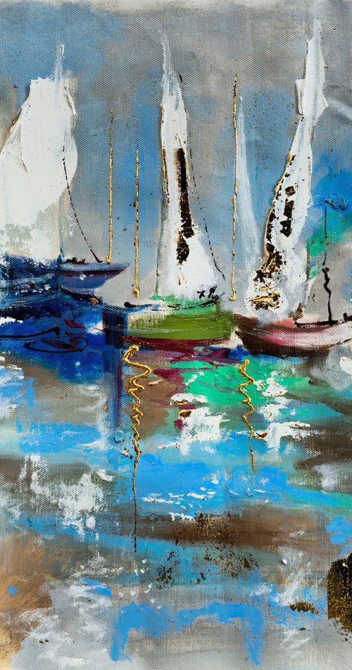 Artwork with yachts by Annet Loginova