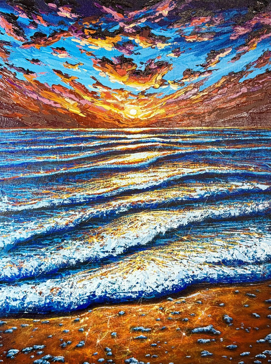 Eternal Tide - Bright Sunset By Elena Adele Dmitrenko, 18 X 24, Artwork For Sale On Artfinder