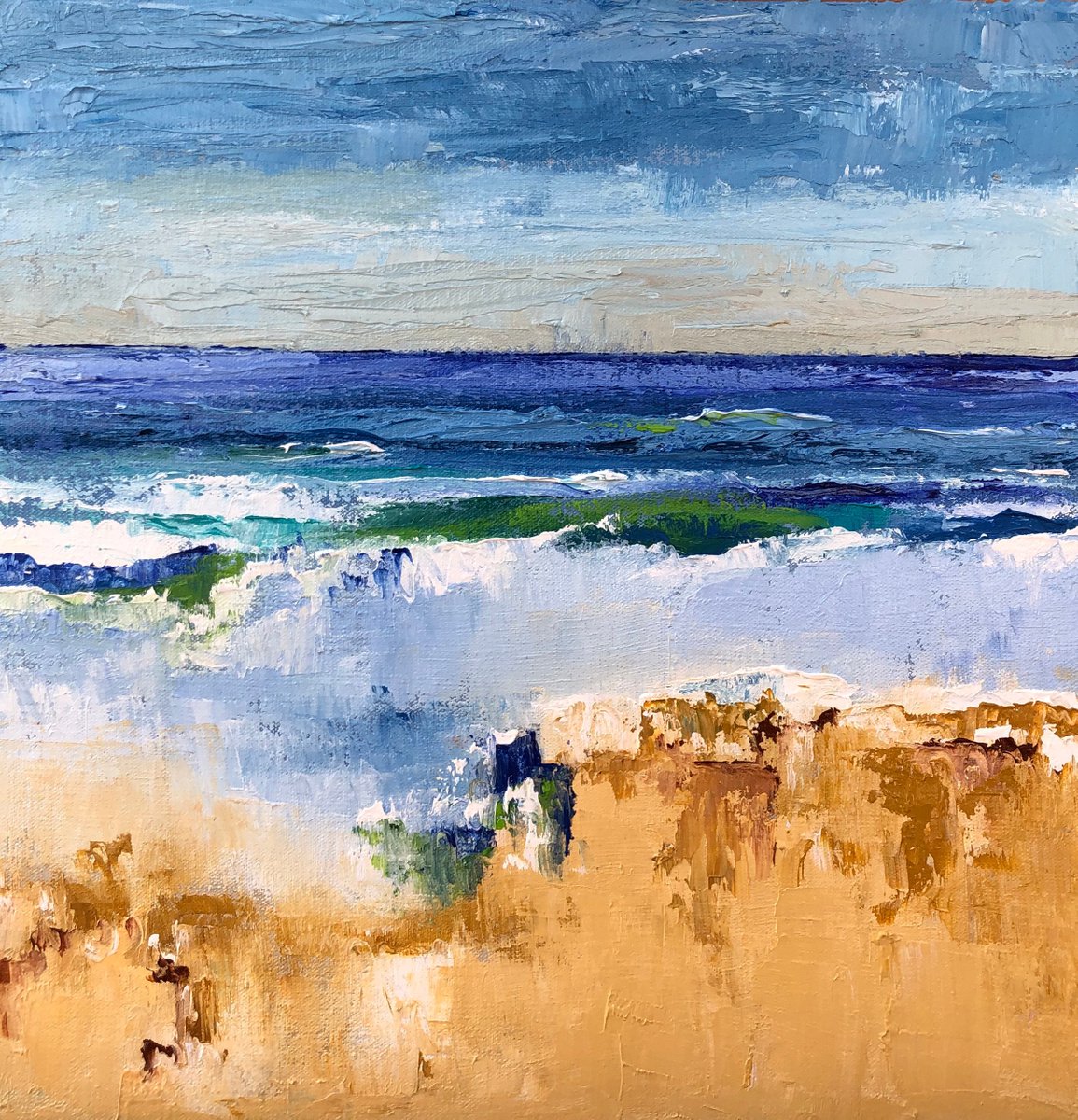 Breakers On The Beach By Ann Palmer, 12 X 12, Artwork For Sale On Artfinder