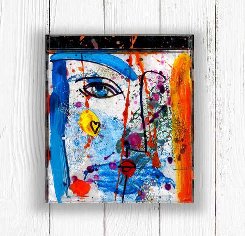 Mixed Media Funky Face 35 by Kathy Morton Stanion