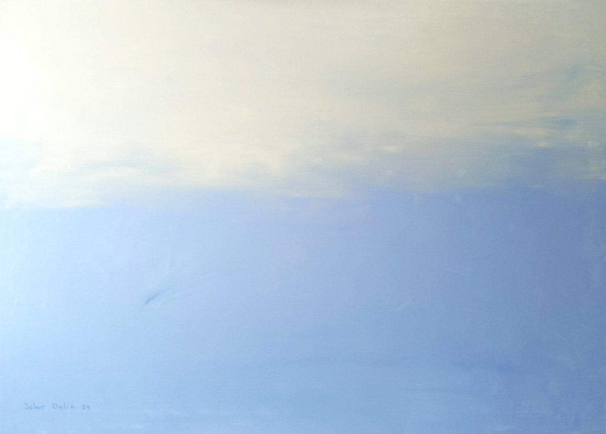 Impressionistic Landscape Oil Painting By Yehor Dulin, 55 X 39", " Morning Sky ", Original Artwork