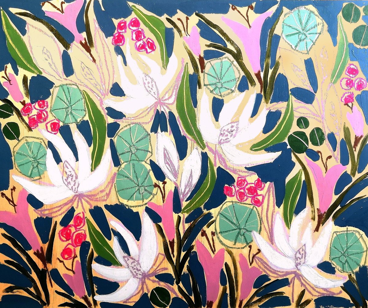 Impressionistic Still Life Painting By Marisa Anon, 24 X 20", "Wild Garden Ii", Original Artwork