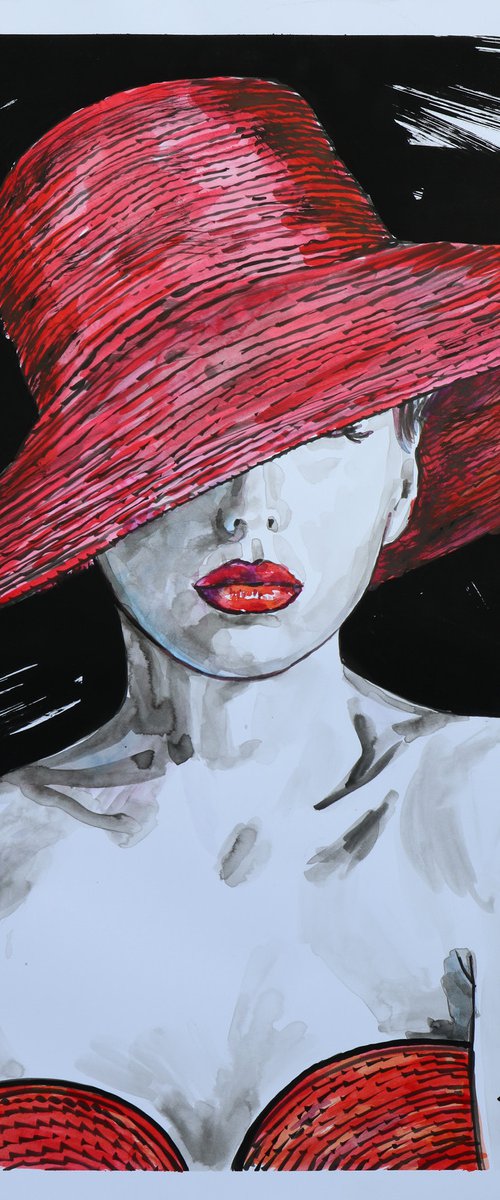 "Lady and red"/ 50x70cm by Tashe