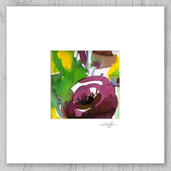 Abstract Florals Collection 11 - 3 Flower Paintings in mats by Kathy Morton Stanion