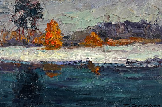 On the River Bank Before Evening