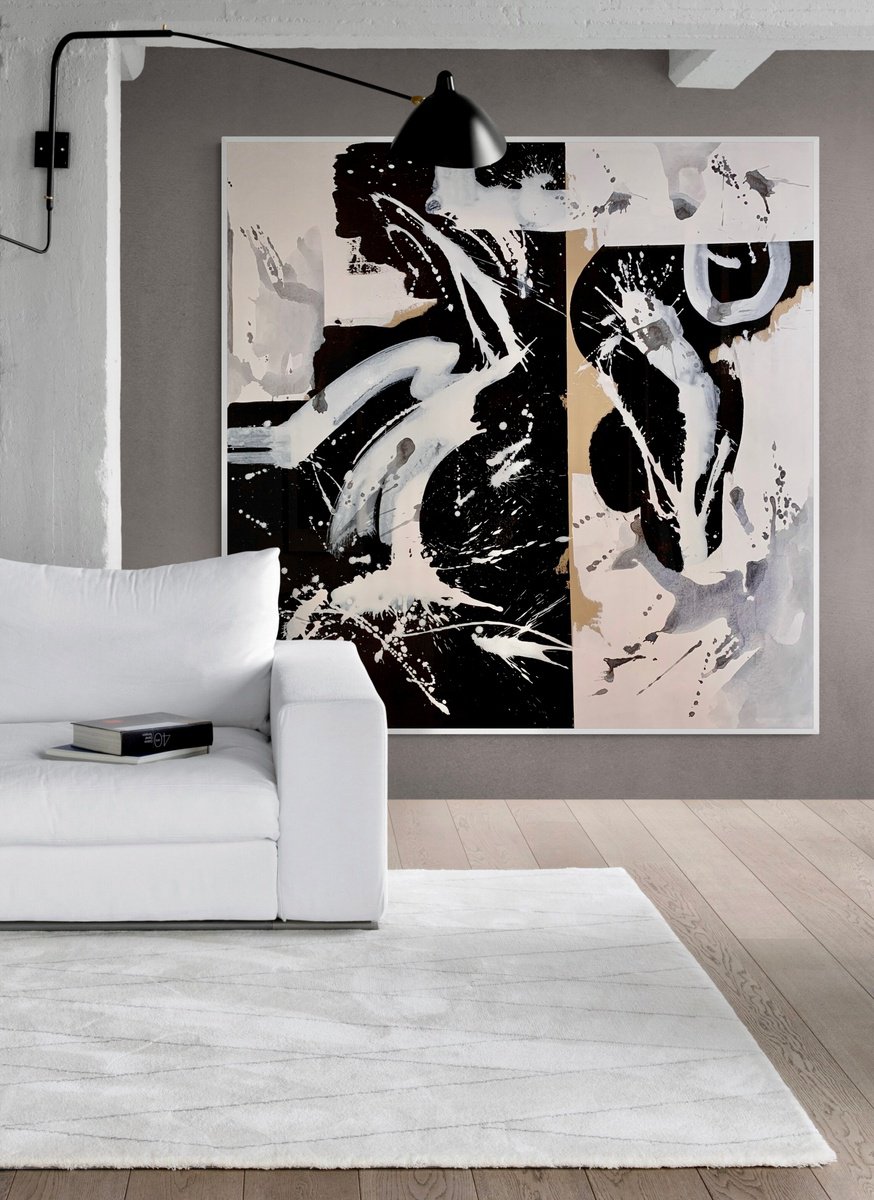 Abstraction No. 4622 black & white minimalism XXL by Anita Kaufmann
