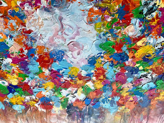 Mystic Garden - LARGE, MODERN, PALETTE KNIFE ABSTRACT ART – EXPRESSIONS OF ENERGY AND LIGHT. READY TO HANG!