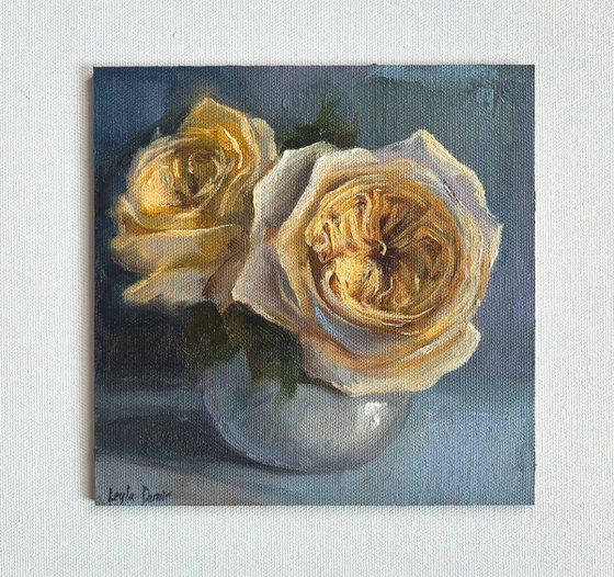 White roses still life