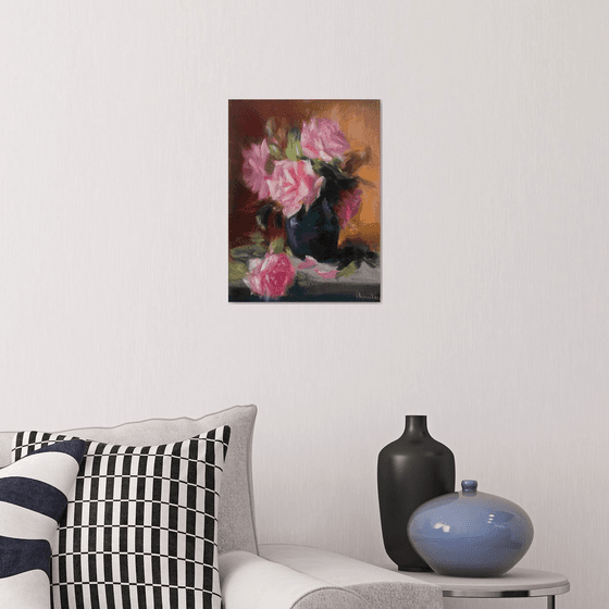 Bouquet of Pink Roses Still Life Wedding Gift