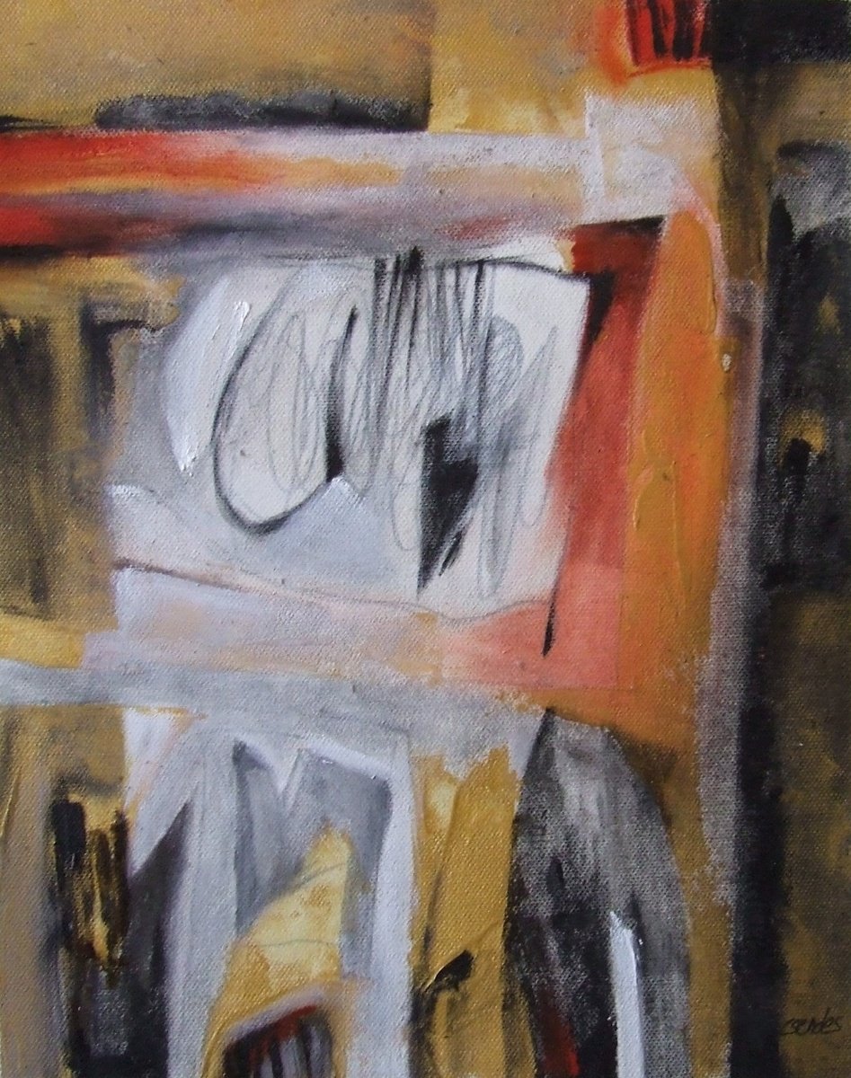 Abstract Oil Painting By Csaba Csendes, 10 X 13, A VisszaterS? Iii., Original Artwork