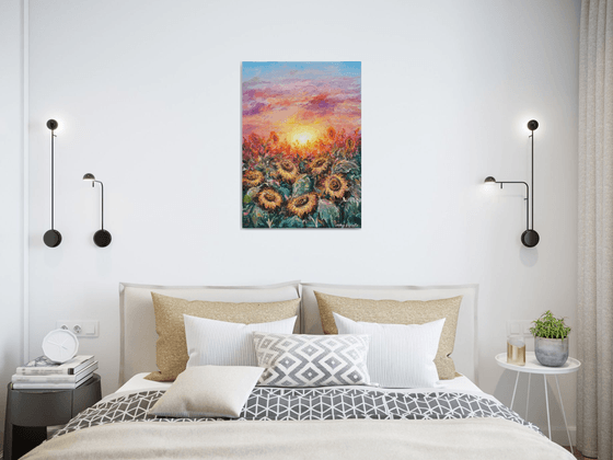 Sunflowers at Sunset