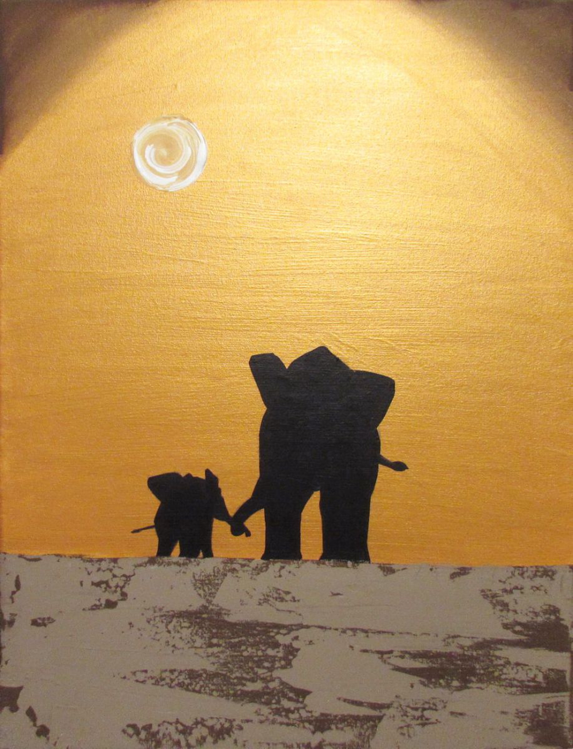 Original Abstract Landscape Elephants A Hand Artfinder