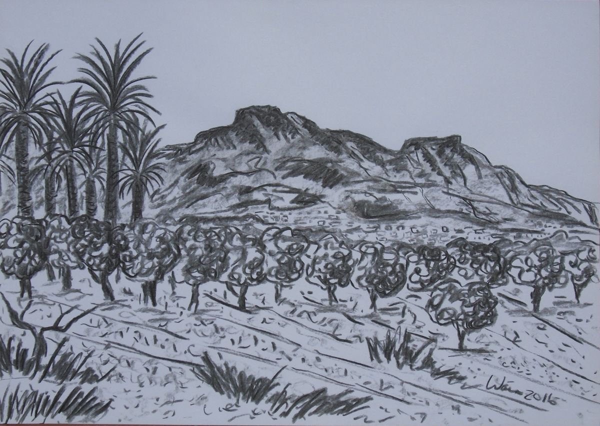 Mountains, Palms and Orange trees by Kirsty Wain