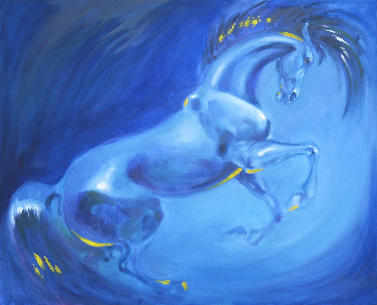 Impressionistic Animal Oil Painting By Hristo Hristov, 39 X 31, Whirlwind, Original Artwork