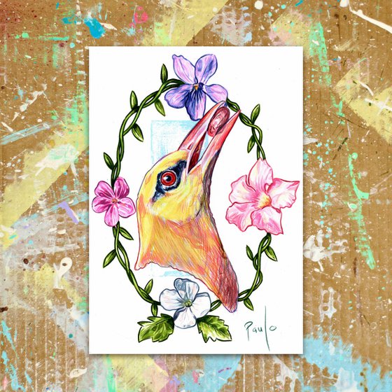 Golden oriole in bloom