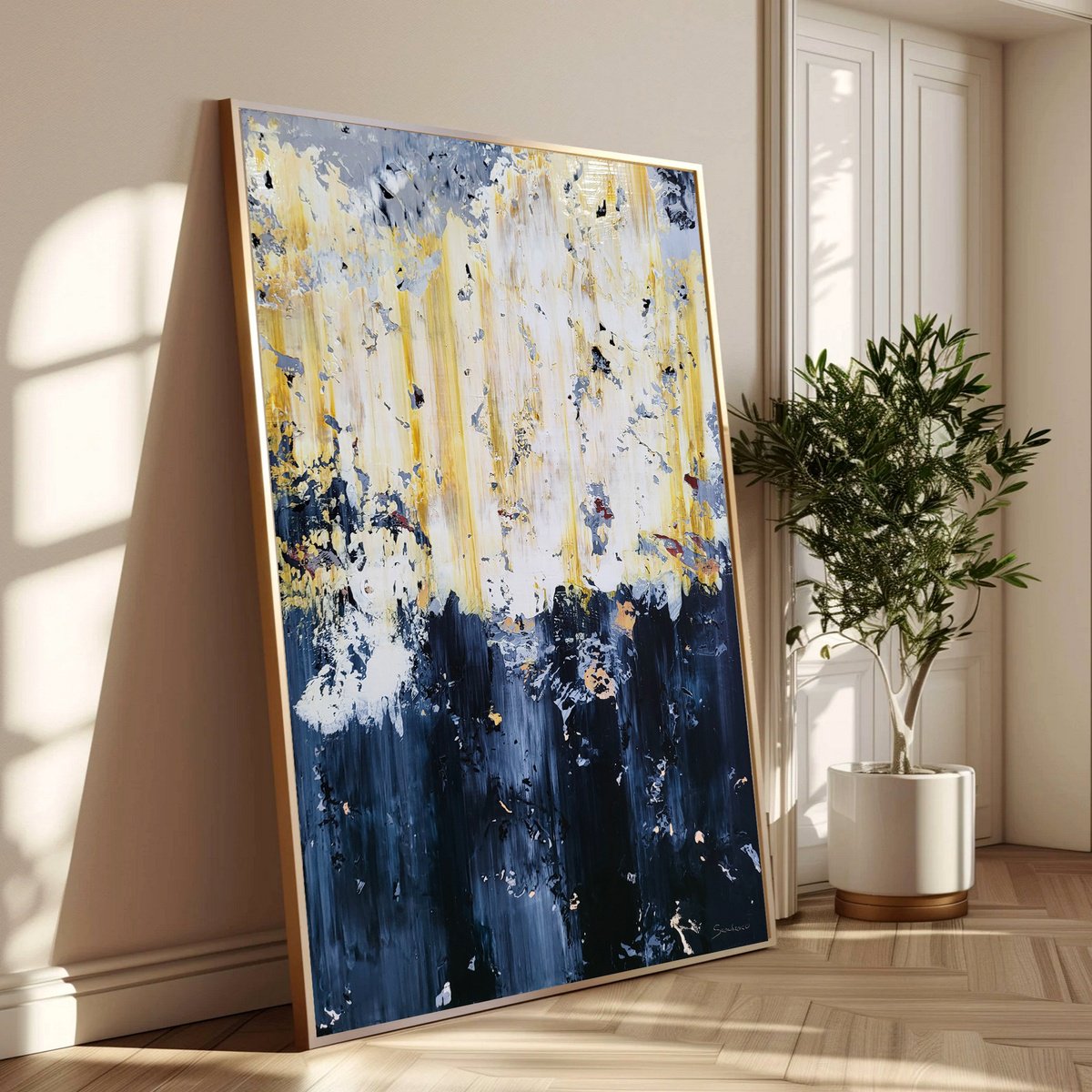 Abstract Acrylic Painting By Alex Senchenko, 39 X 59, Abstract 2542, Original Artwork