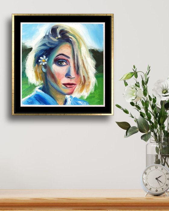 ‘A FAIR-HAIR LADY’ - Small Oil Painting on Panel