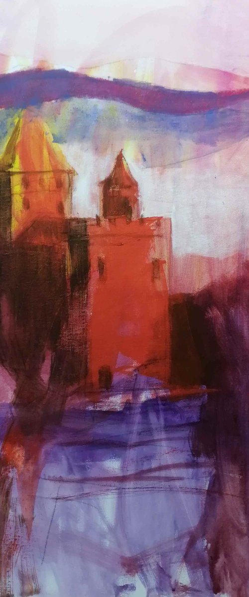 Landschaft Burg Berwarstein Süddeutschland by Olga David