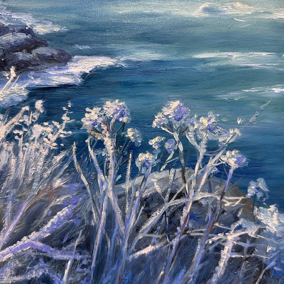 Winter flowers.Oil on canvas.