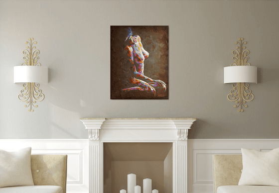 Painting Expectation. naked woman figure