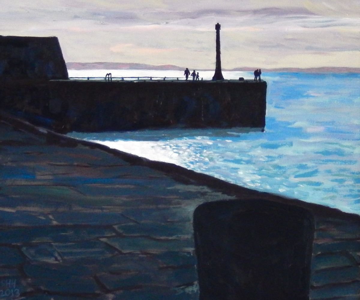 Figures at Anstruther Harbour by Stephen Howard Harrison