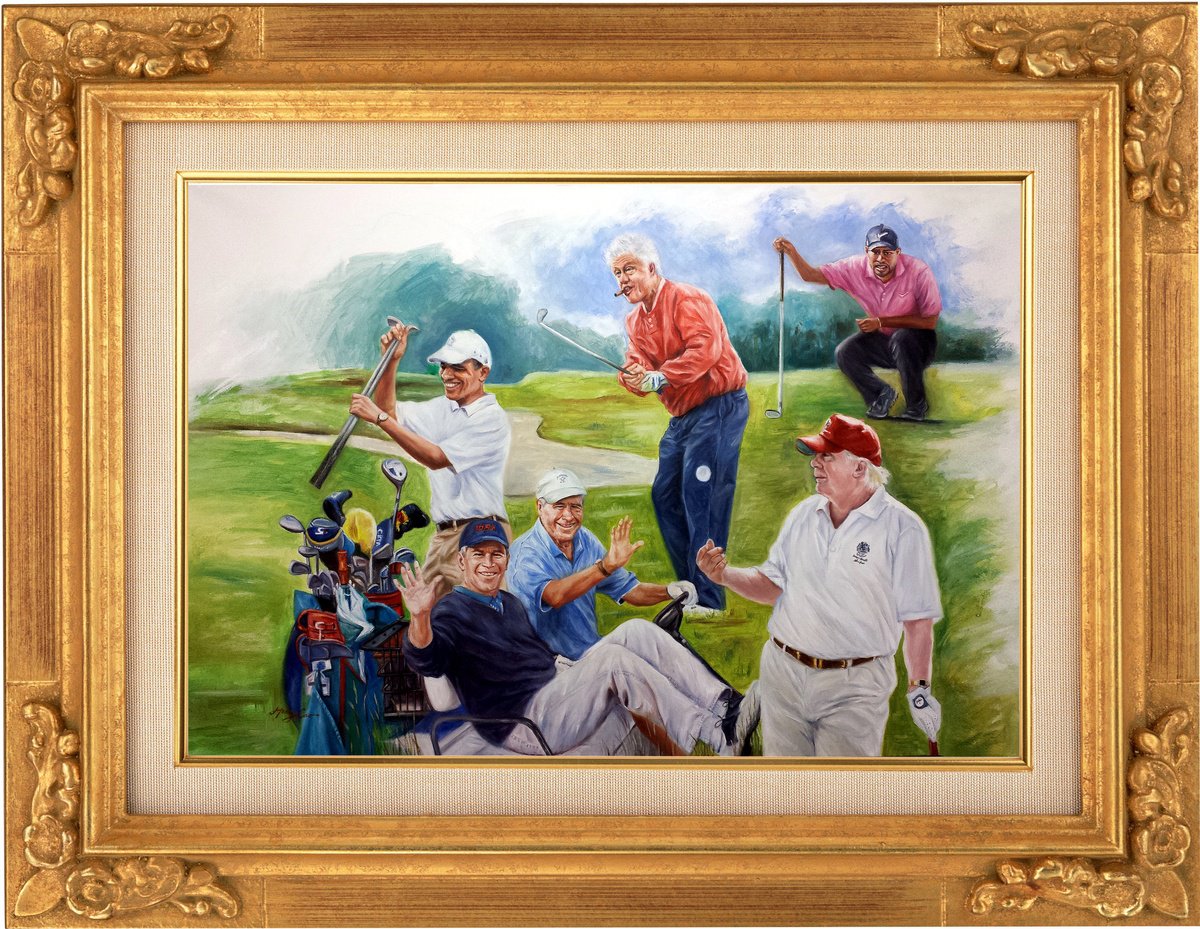 Expressive Portrait Oil Painting By Henry Cao, 48 X 36, Top Golf Players, Original Artwork