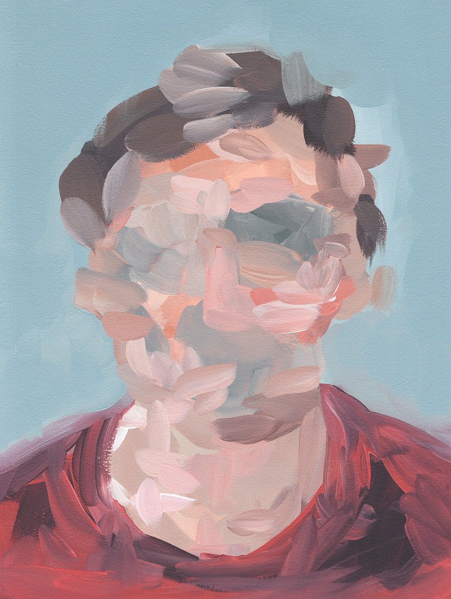 Abstract Portrait Acrylic Painting By Sara Richardson Artist, 12 X 16", Portrait No.2, Original Artwork