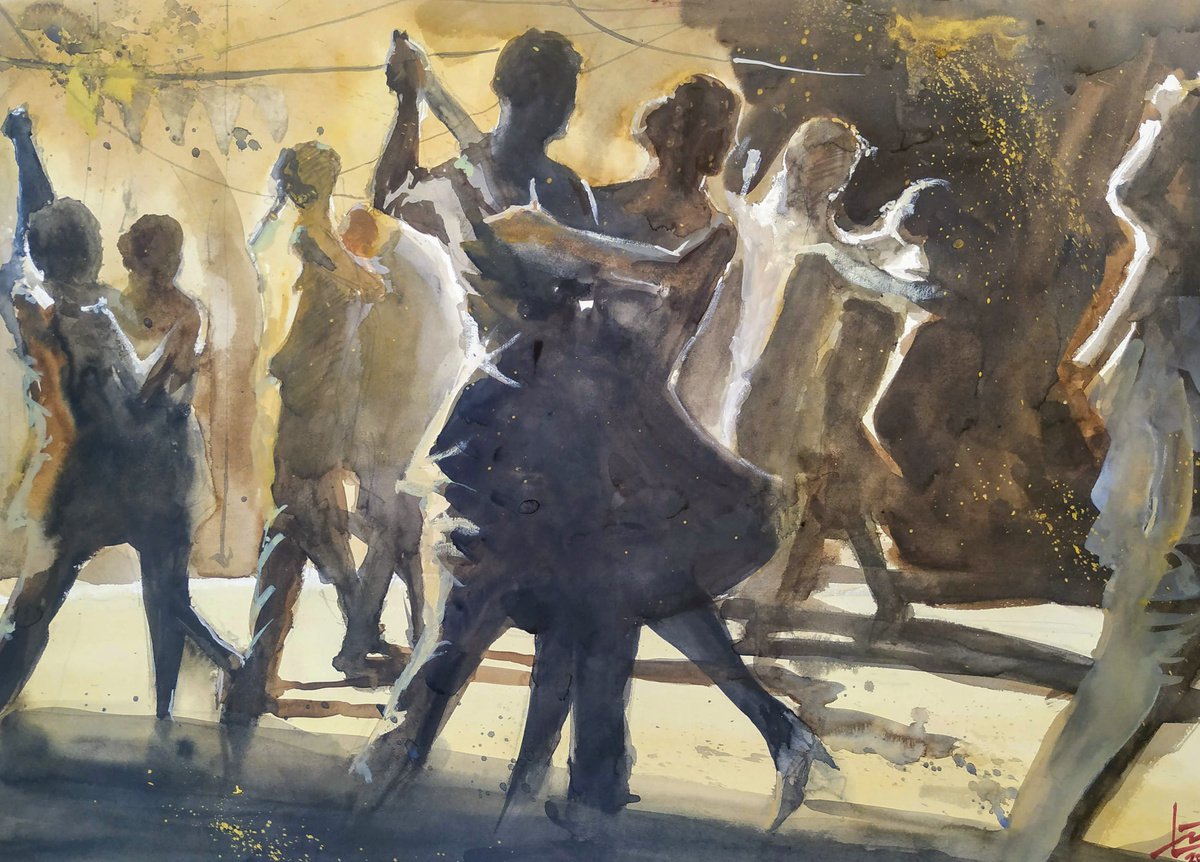 Impressionistic Portrait Watercolour By Flavio Furlan, 27 X 19, Milonga, Original Artwork