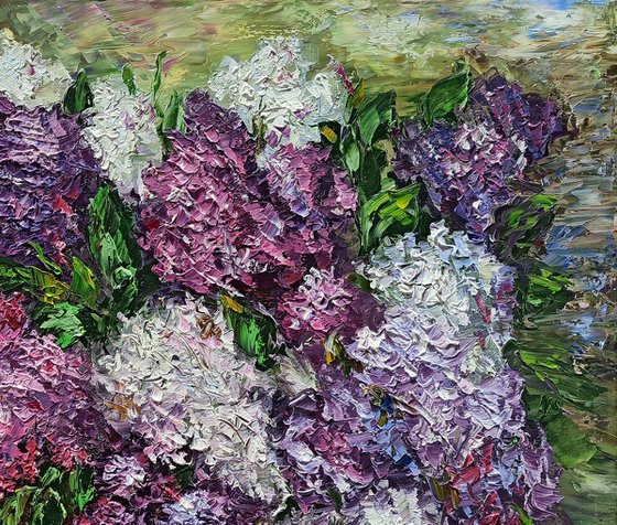 Lilacs(70x90cm, oil painting, palette knife)