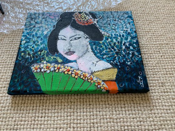 Oriental Inspired Portrait Woman Acrylic Painting Beautiful Gift Ideas Artfinder Wall Decor Artwork on Canvas Paintings Wall Art