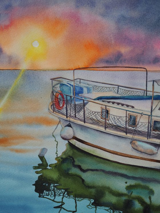 Boat at sunset
