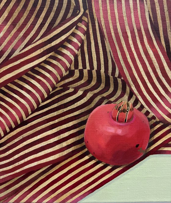 Pomegranates and red silk
