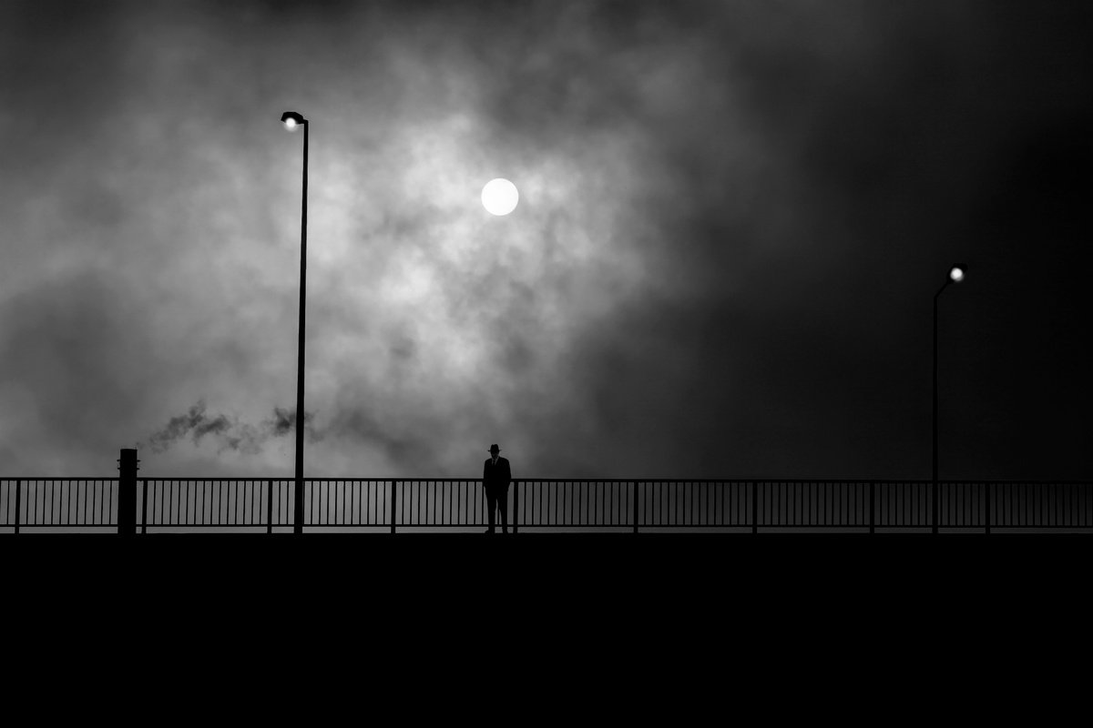 Surrealistic Portrait Photograph By Martin Fry, 21 X 15", Man On The Bridge, Original Artwork