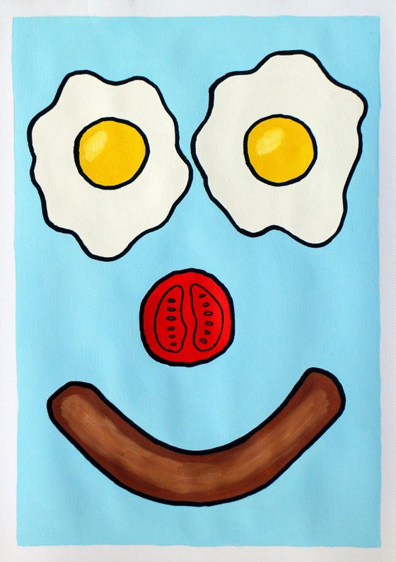 Breakfast Smile Pop Art Painting On Paper