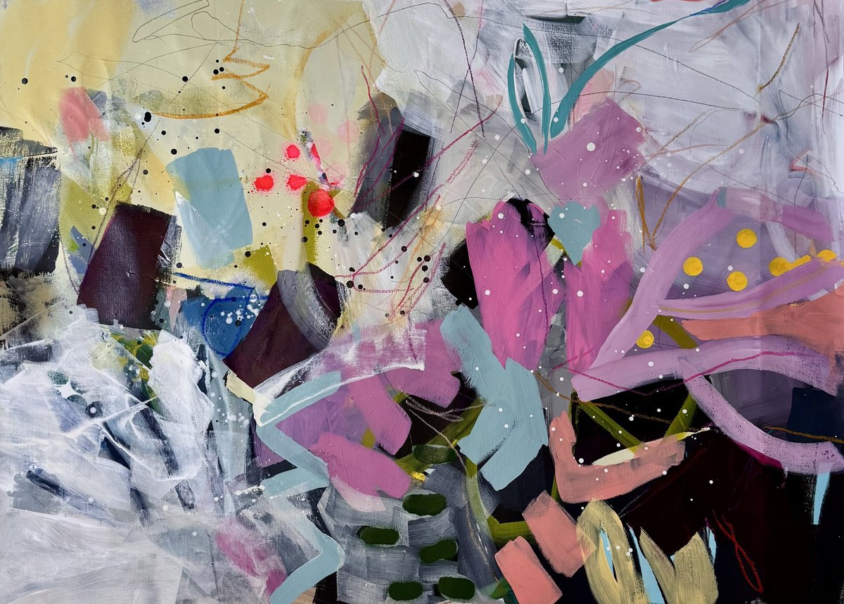 Abstract Acrylic Painting By Tanya Lytko, 38 X 29", "Weightless", Original Artwork