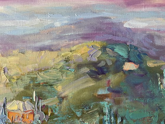 "Seascape". Sea. Original oil painting. boatsin the sea