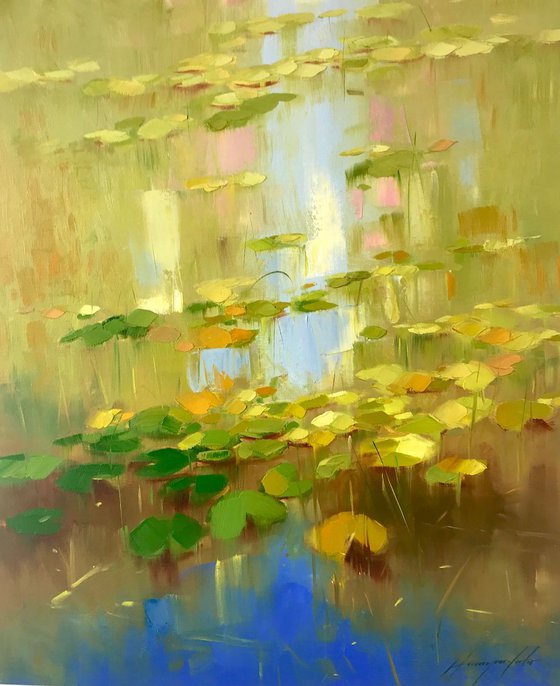 Waterlilies, Original oil Painting, Impressionism, Handmade artwork, One of a Kind