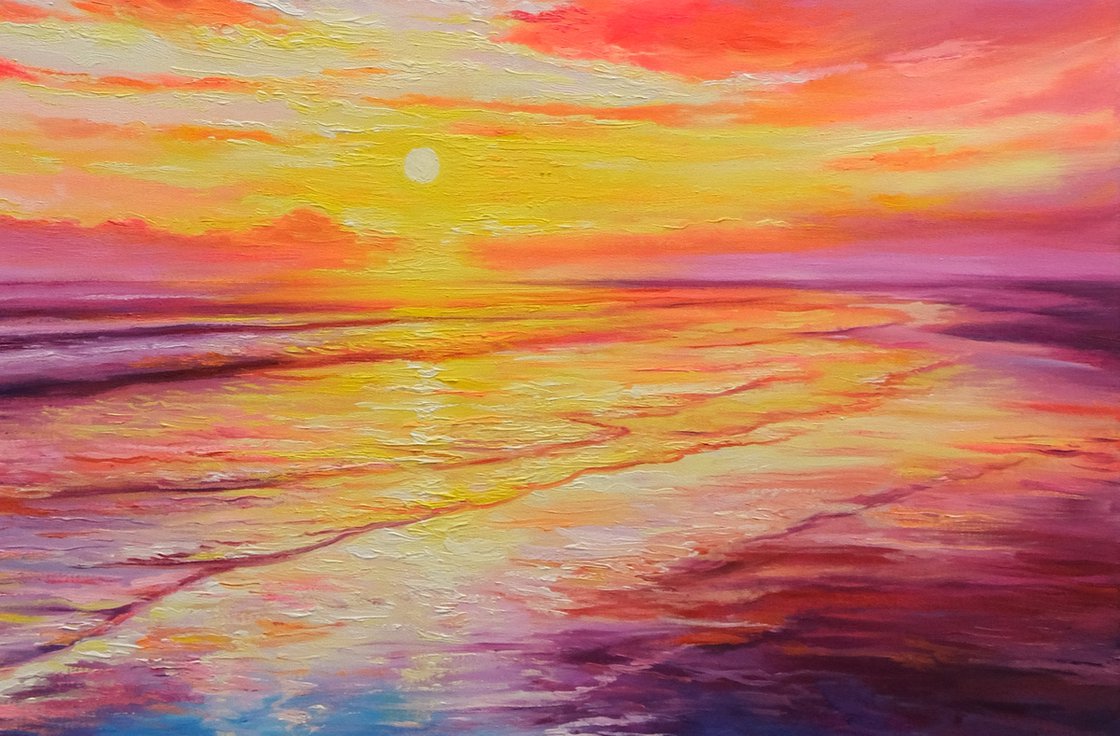 絵画 Sunset Bathtime Ocean Sunset - August 7, 2025 Bob Ross Workshop Tickets, Thu