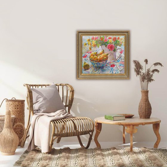 Still life with honey pears