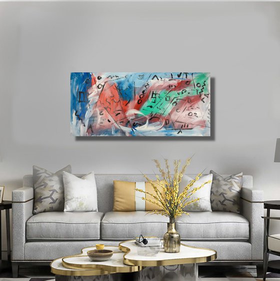 large paintings for living room/extra large painting/abstract Wall Art/original painting/painting on canvas 120x60-title-c794