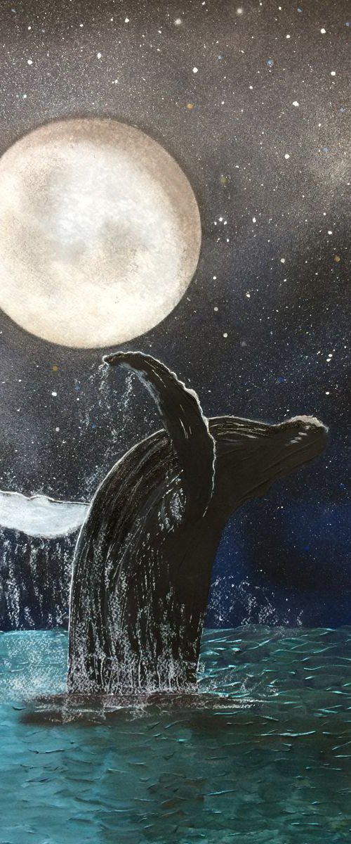 Whale breaching under the stars by Ruth Searle
