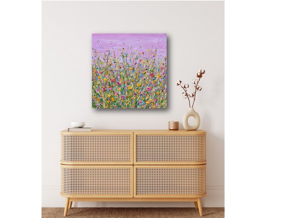 Meadow of Love - Flower Field Impasto Painting