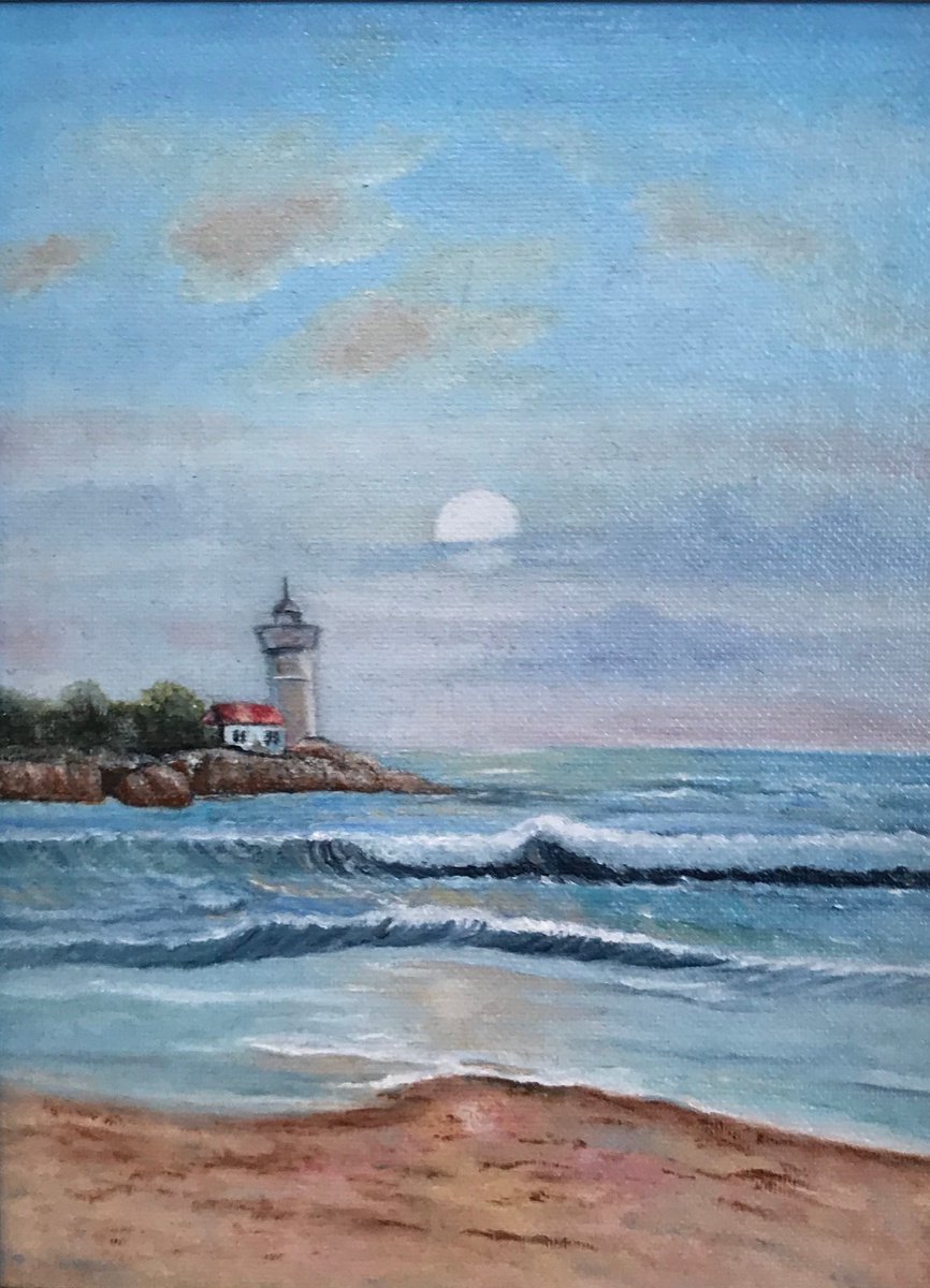 Original oil painting Lighthouse - 18x24 cm (2013) by Evgeniya Roslik