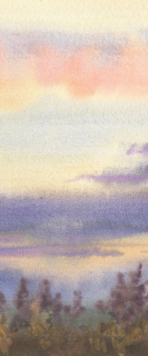 Sky 1 / Evening sky Watercolor skyscape by Olha Malko